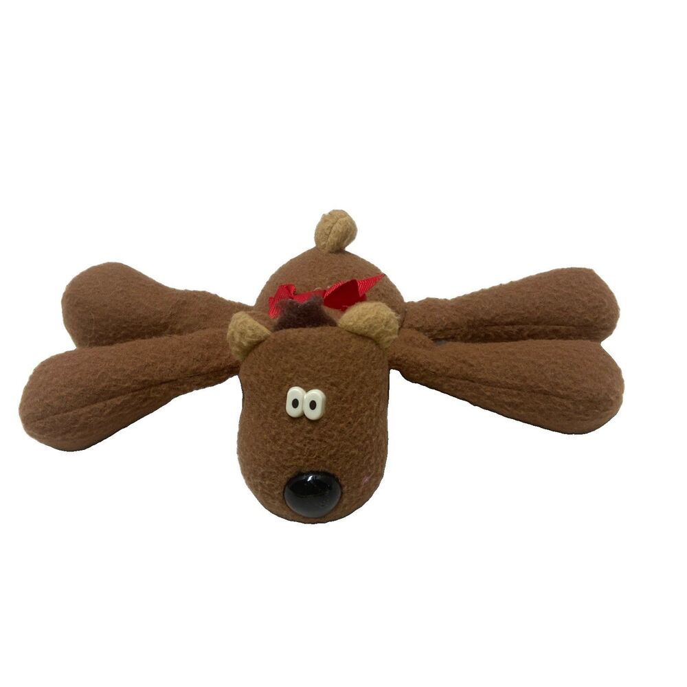 Hallmark Rodney Reindeer Plushy Toy Red Bow Christmas Mini 6 Inch